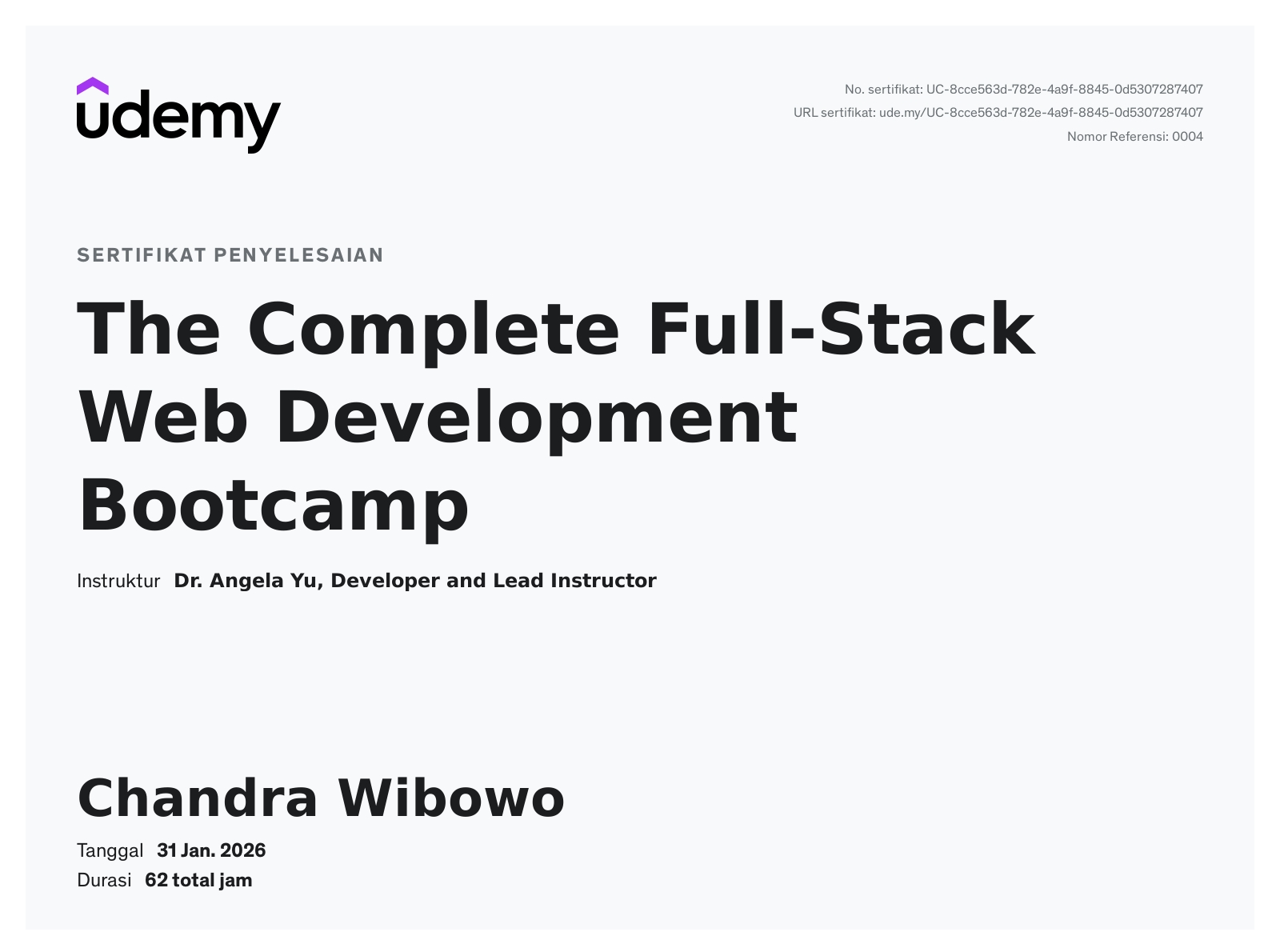 The Complete Full-Stack Web Development Bootcamp - Chandra Wibowo